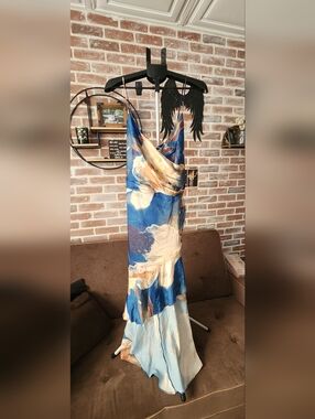 Blue & Ivory Floral Slip Dress